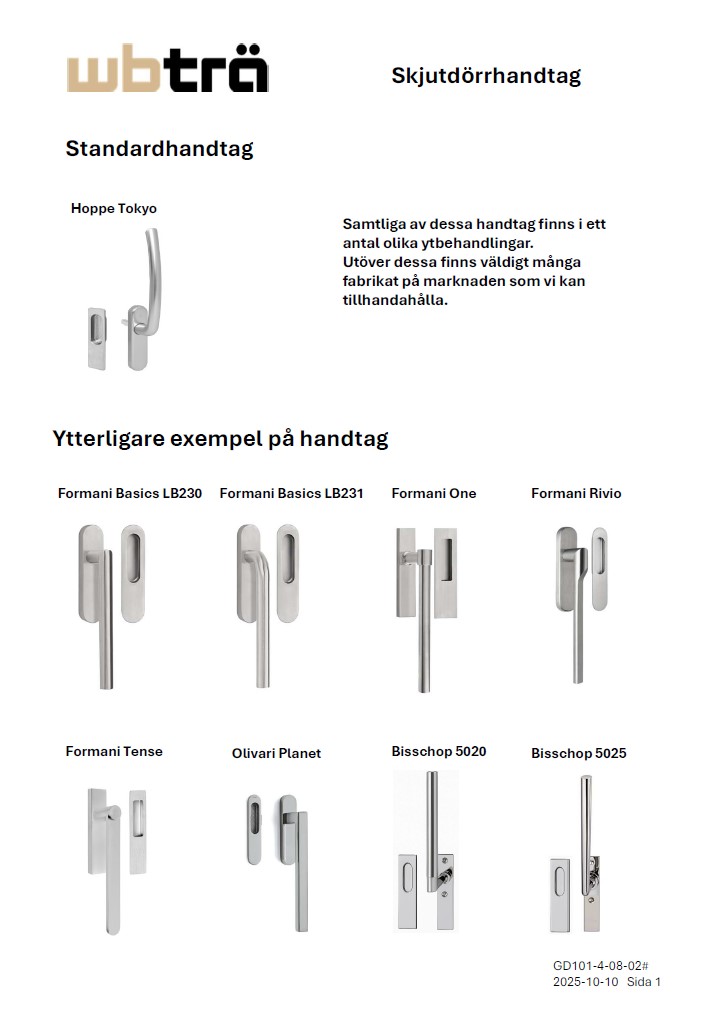 Skjutdorrhandtag